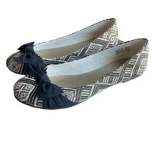 American Eagle Geometric Print Boho Ballet Flats Black & Tan Shoes Size 9.5